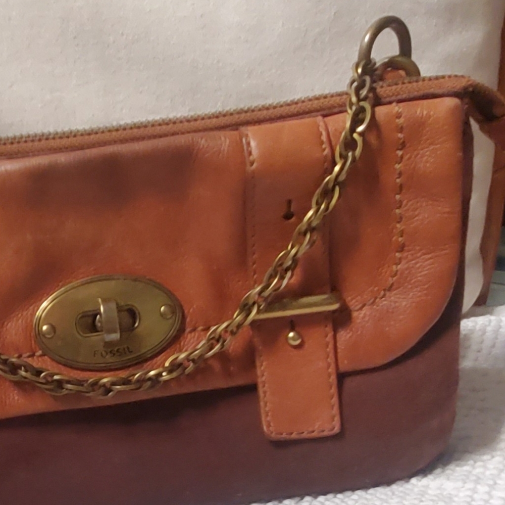 FOSSIL Hobo Shoulder Bag Purse Brown Leather & Suede Boho Festival - Picture 5 of 10
